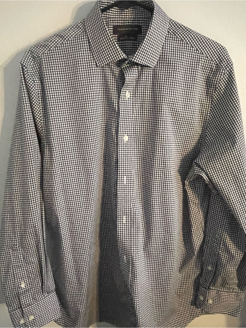 Tommy Hilfiger Black and White Gingham Dress Shirt